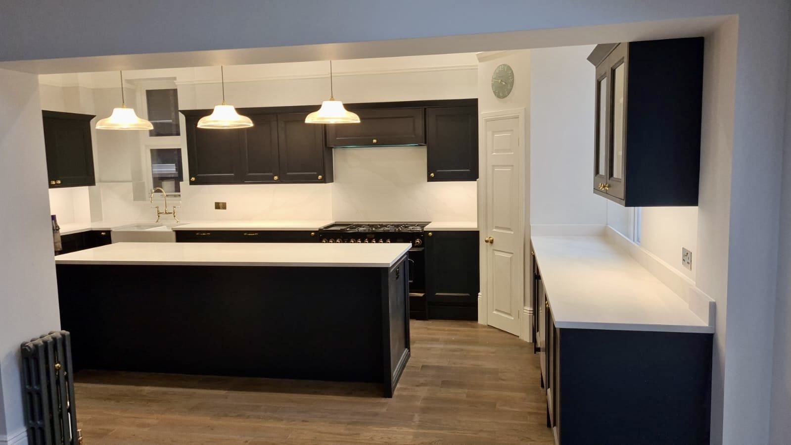 Completed kitchen refurbishment with custom finishes